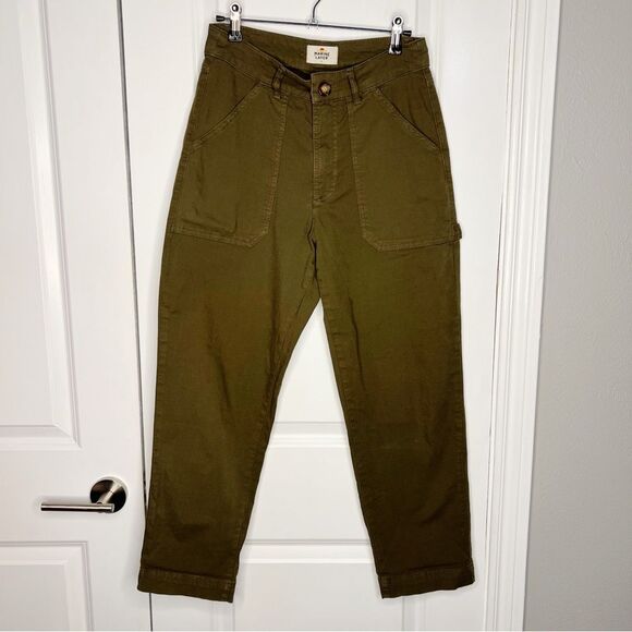 Marine Layer Olive Green Maya Utility Carpenter Mid Rise Slim Straight Pants 6 - Picture 3 of 7